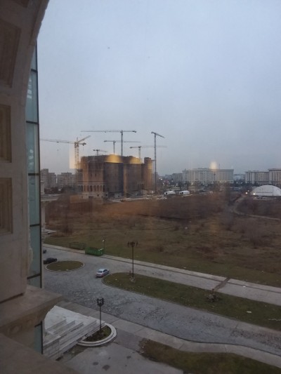 The People’s Salvation Cathedral (planned to be the largest Orthodox Cathedral in the region), under construction on the site of the House of the People, Bucharest. View from the Museum of Contemporary Art, January 2017. Photo: Raluca Voinea